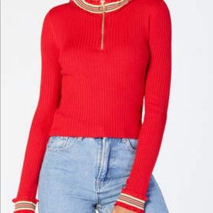 Planet Gold Sweater | Red Sweater | Size M